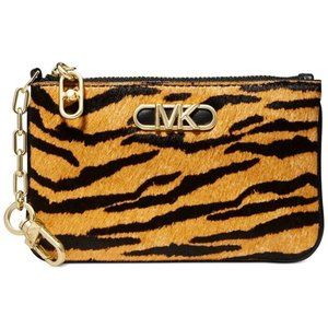 Michael Michael Kors Tiger Print Calf Cair Leather SM Key Card Holder